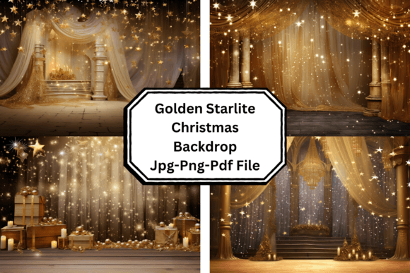 Download Golden Starlite Christmas Backdrop - Premium Resources