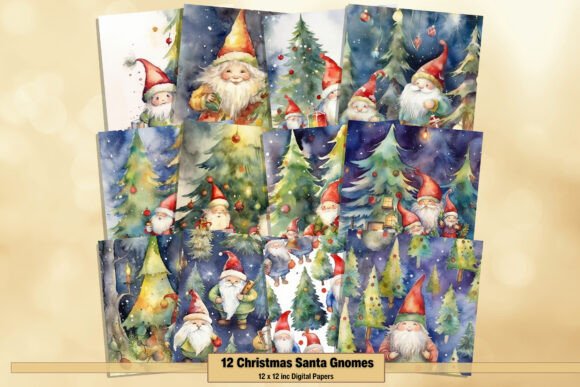 Download Christmas Santa Gnomes Digital Papers - Gnomes Collection