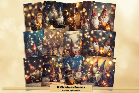 Download Printable Christmas Gnomes Digital Paper - Gnomes Collection