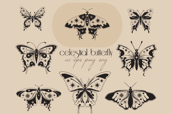 Download Celestial Clipart, Butterfly Moth Svg - Celestial clipart Collection