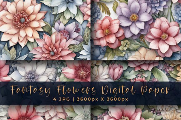 Download Fantasy Flowers Digital Paper Textures - Textures Collection