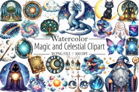 Download Magic and Celestial Clipart Bundle - Celestial clipart Collection