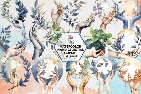 Download Watercolor Hand Celestial Clipart PNG - Celestial clipart Collection