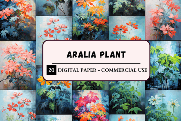 Download Printable Aralia Plant Digital Paper - Plant digital paper Collection