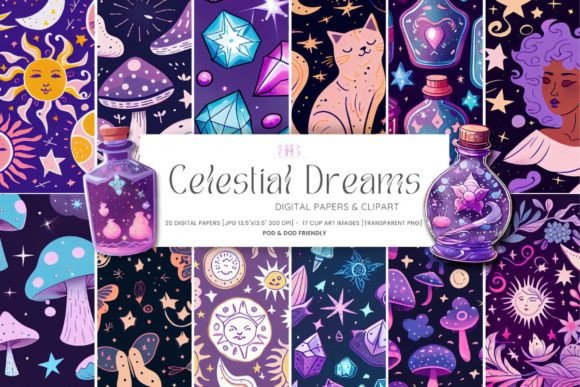 Download Celestial ClipArt &amp; Digital Paper Bundle - Premium Bundle
