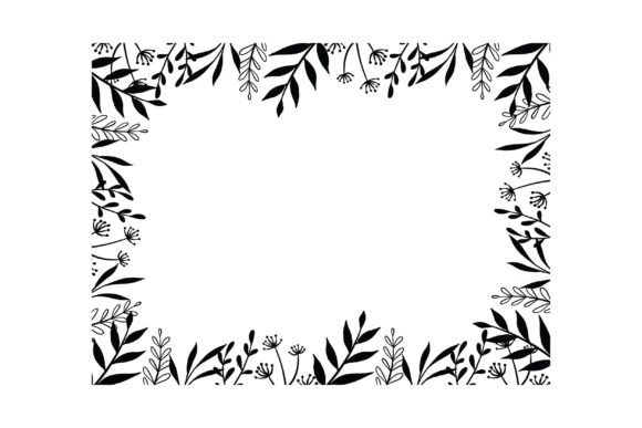 Download White Background with Black Floral Frame - Black floral frame Collection