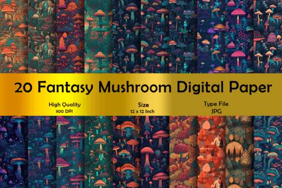 Download Mushroom Digital Paper Bundle - Mushroom digital paper Collection