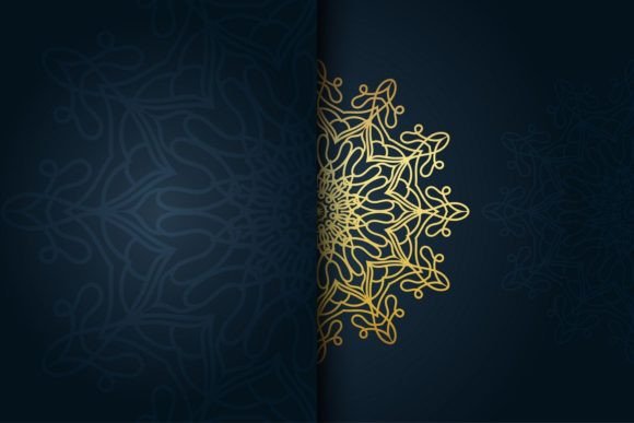 Download Blue and Gold Backdrop Adorned Mandala - Gold backdrop Collection