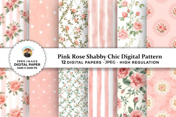 Download Pink Rose Shabby Chic Digital Patterns - Digital patterns Collection
