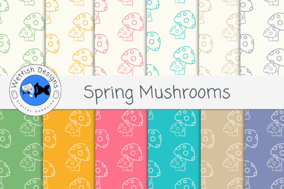 Download Spring Mushroom Digital Paper Pack - Mushroom digital paper Collection