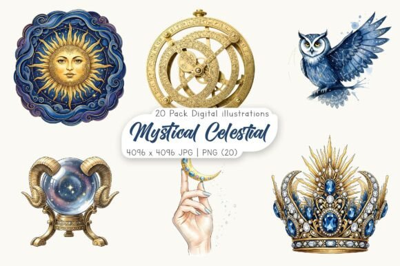Download Mystical Celestial Clipart Bundle - Celestial clipart Collection