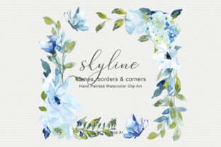 Download Light Blue Watercolor Flowers Frame Set - Frame set Collection